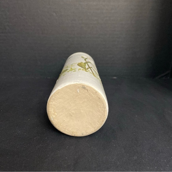 Vtg Stoneware Pottery Bottle Vase Vessel Hand Painted Flowers Turtle - Picture 7 of 8